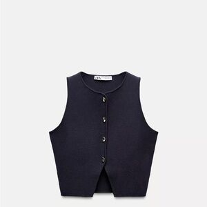 Zara Midnight Blue Sleeveless Vest